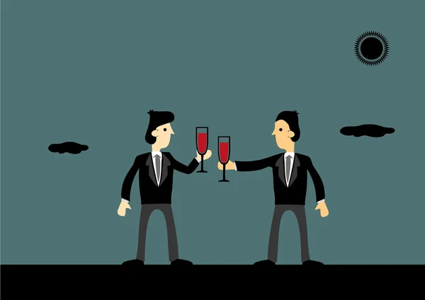 Бизнесмены, держащие вино — стоковый вектор