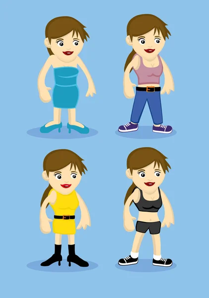 Personajes femeninos — Vector de stock