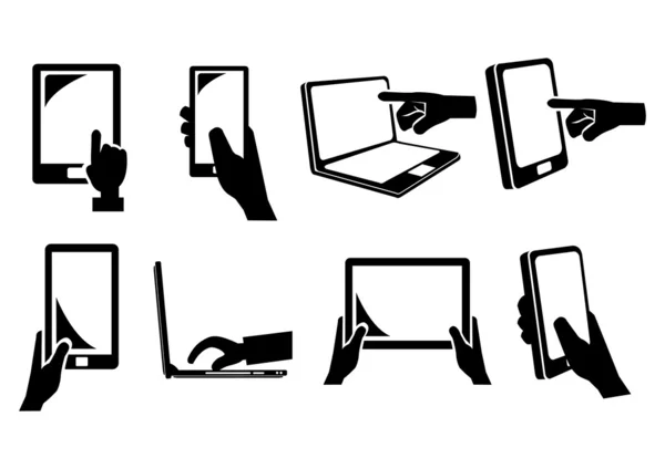 Diferentes ordenadores y tabletas con pantalla táctil — Archivo Imágenes Vectoriales