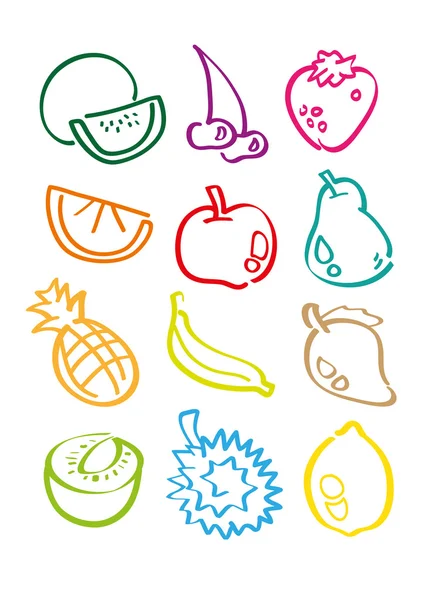 Iconos vectoriales de frutas — Vector de stock