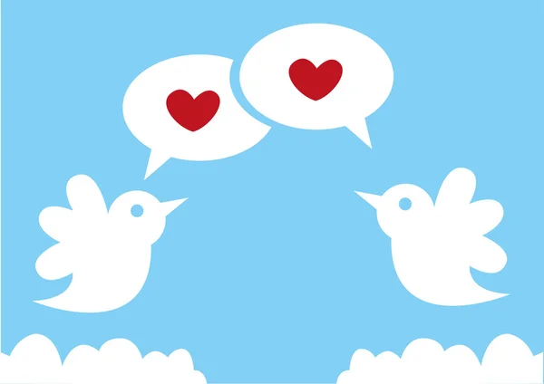 Illustration de deux oiseaux amoureux — Image vectorielle