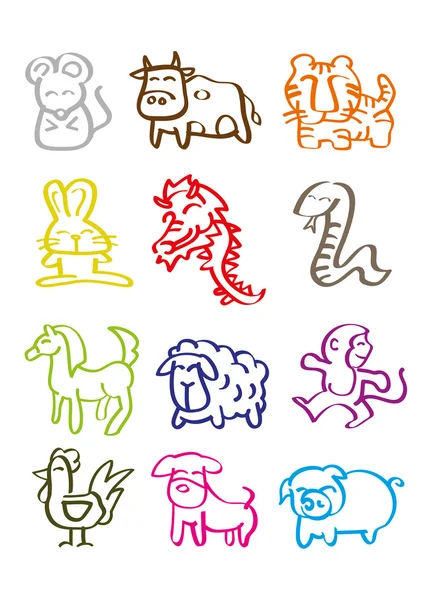Chinese zodiac signs set — Stock Vector