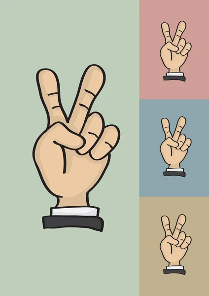 Sieg oder Frieden Handzeichen Vektor Illustration — Stockvektor