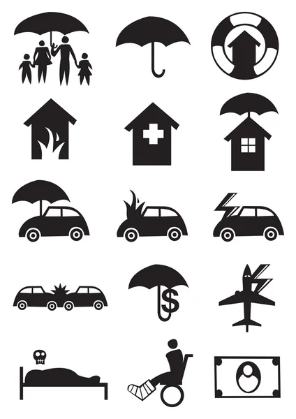 Iconos para la industria de seguros — Archivo Imágenes Vectoriales