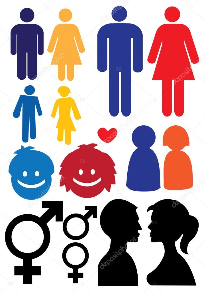 Silhouette of Man and woman relationship symbol.