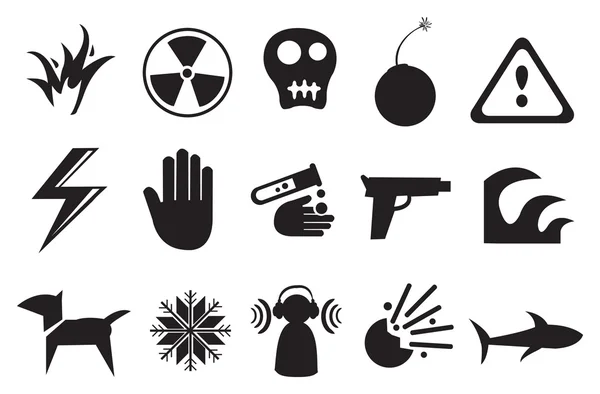 Icons and Symbols for Danger — Stock Vector