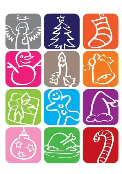Set de iconos de Navidad Doodles — Vector de stock