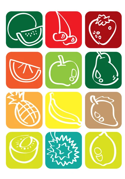 Frutas icono conjunto — Archivo Imágenes Vectoriales