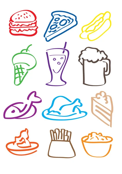 Lebensmittel gezeichnet Illustration — Stockvektor
