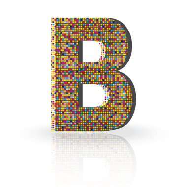 Yansıma Alfabe harf B ile 3D vektör yazı tipi