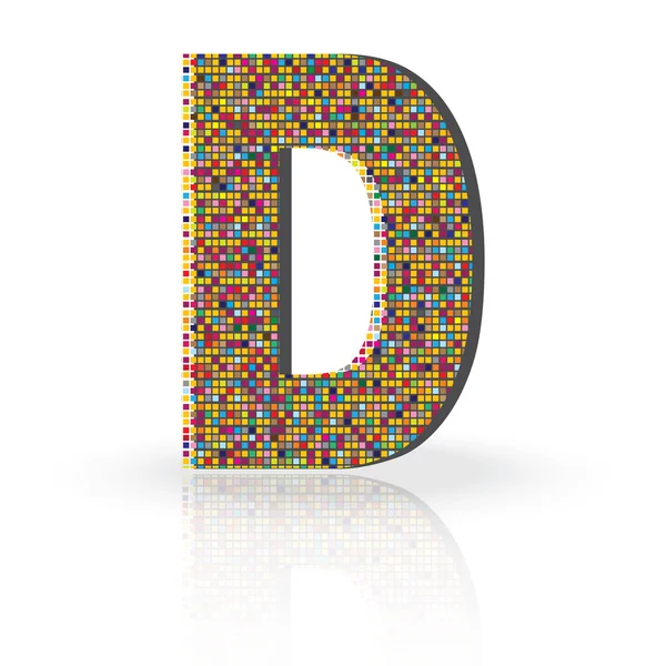 Caratteri vettoriali 3D con alfabeto di riflessione Lettera D — Vettoriale Stock