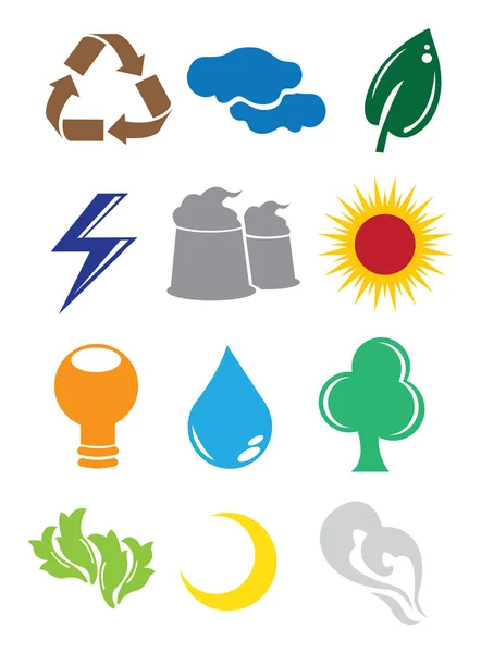 Iconos de conservación ambiental — Vector de stock