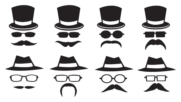 Hats and Moustaches — Stock Vector