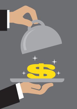 Yemek tepsisinde parlak para