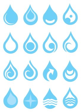 Tek Su damlacıkları ile semboller tasarım vektör Icon Set