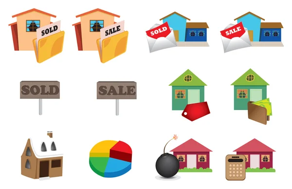 Conjunto de iconos inmobiliarios. — Vector de stock