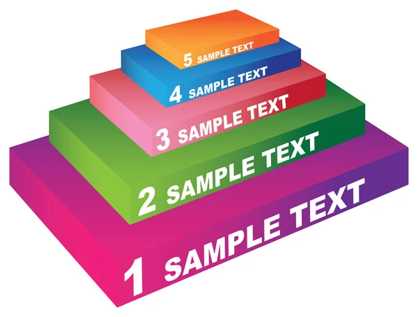 Colorido elemento de diseño de arte pirámide de cinco pasos — Vector de stock