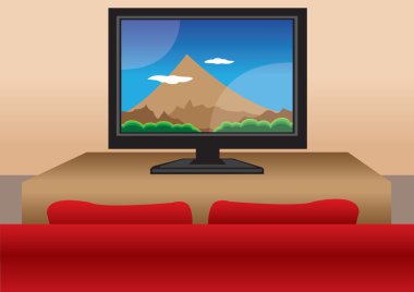 TV ekranı ile kanepe