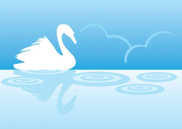 Silueta lago cisne — Vector de stock