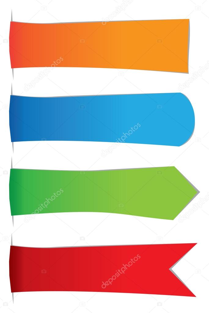 Set of 4 Flags and Buntings Vector Illustration with Copy Space 