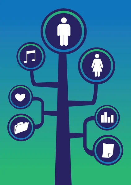 Comunicação de estrutura de árvore de rede social — Vetor de Stock