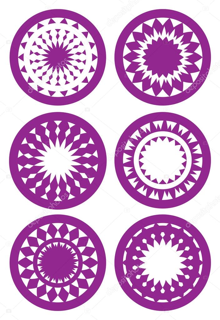 Round Abstract Kaleidoscope-inspired patterns Vector illustratio