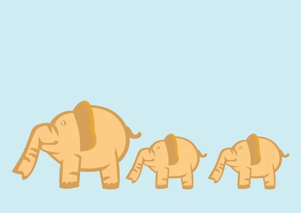 Bébé éléphants suivant mère éléphant — Image vectorielle
