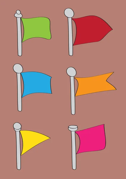 Set von sechs Cartoon-Flaggen-Vektor-Symbolen — Stockvektor