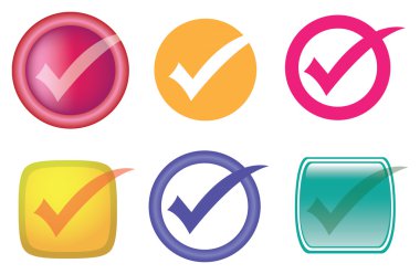 Onay veya kene simge vektör Icon Set