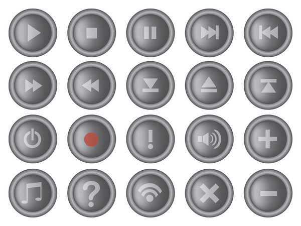 Round Interface Buttons Design Set Vector Illustration