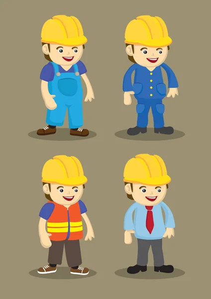Indústria da construção civil Vector Desenhos animados Personagens — Vetor de Stock