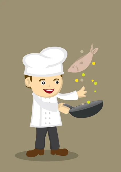 Cute Cooking Chef Vector Illustration — Stock Vector