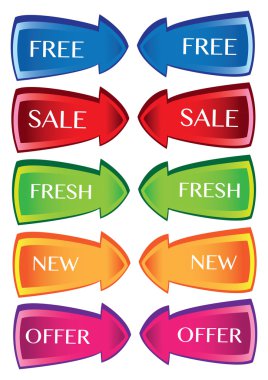 Renkli ok indirim Etiketler vektör tasarım öğeleri