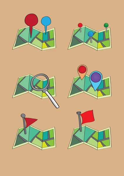 Carte Pins and Markers Ensemble d'icônes — Image vectorielle