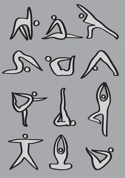 Yoga posituren ikoner set — Stock vektor
