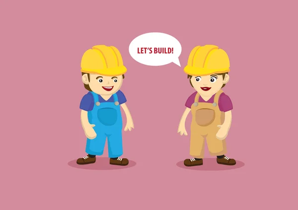 Building and Construction Workers Cartoon Characters — Stock Vector