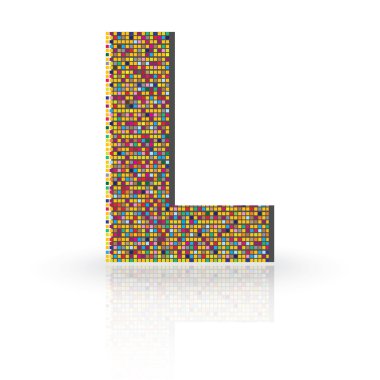 Yansıma Alfabe harf L ile 3D vektör yazı tipi