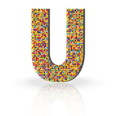 Yansıma Alfabe harf U ile 3D vektör yazı tipi