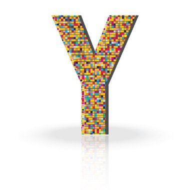 yansıma Alfabe harf y ile 3D vektör yazı tipi