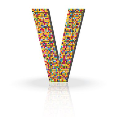 yansıma Alfabe harf v ile 3D vektör yazı tipi