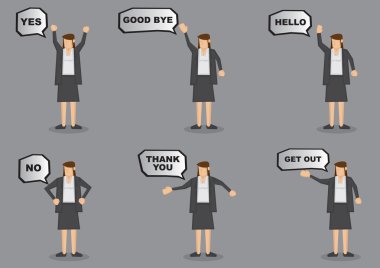 Businesswoman with Speech Balloons set