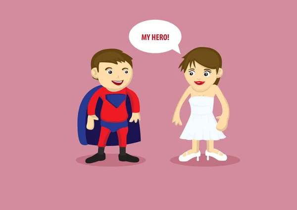 Hero and Damsel cartoon characters — Stockvector