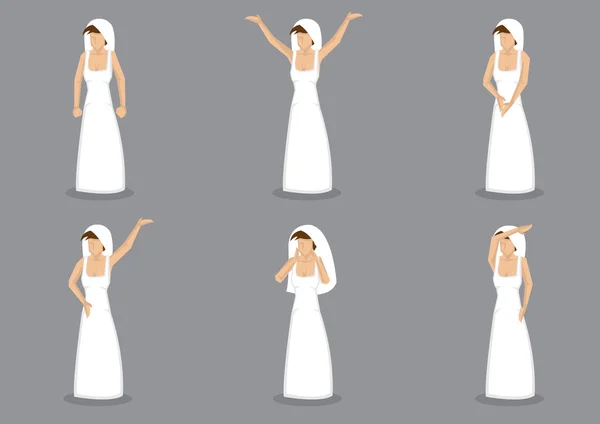 Novia en vestido de novia conjunto — Vector de stock