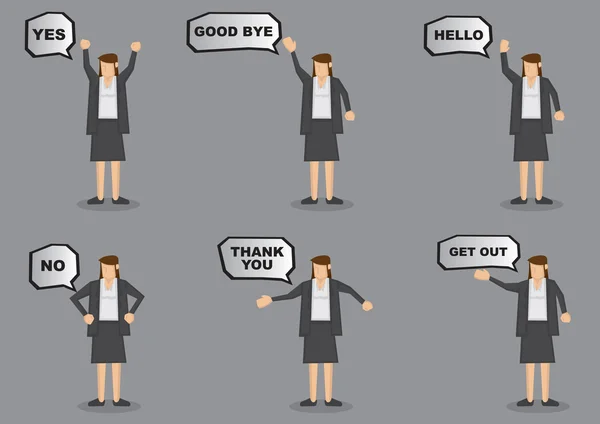 Businesswoman with Speech Balloons set — 스톡 벡터