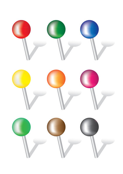 Colorful Push Pins Vector Illustration