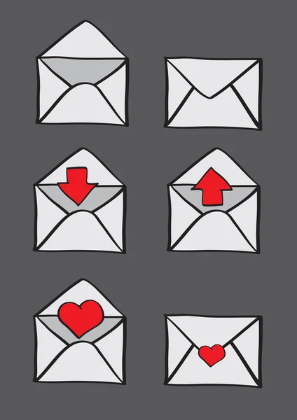 Конверты с концептуальными символами для иконки электронной почты — стоковый вектор