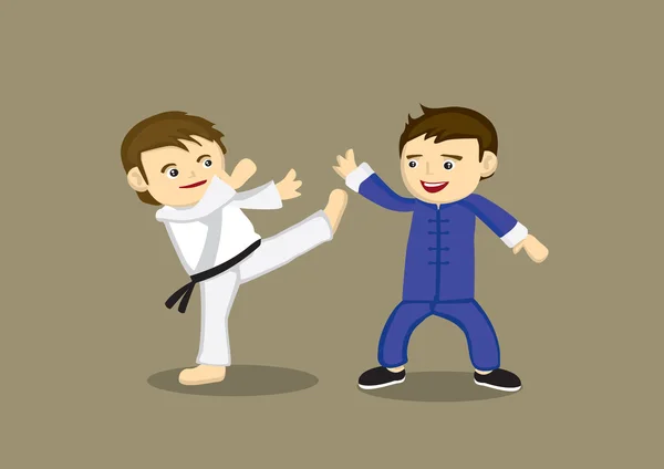 Japonês Karate Versus Chinês Kung Fu Vector Ilustração Vetores De Stock Royalty-Free