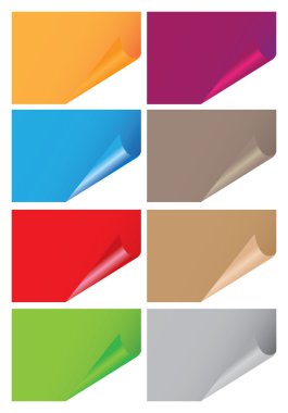 Vektör arka plan sayfa curl köşe ile renkli kağıt