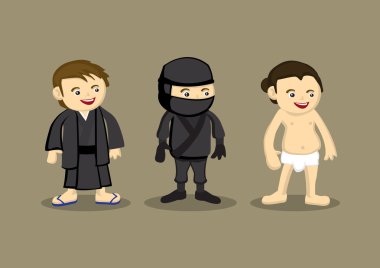 Japonca karakterler farklı kostümleri