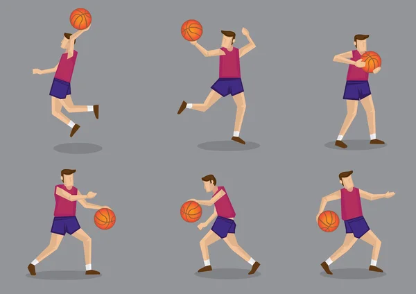 Basketspelare med basket vektor Illustration — Stock vektor